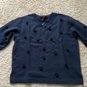 J.CREW POM-POM SWEATSHIRT. SIZE: M. NAVY.